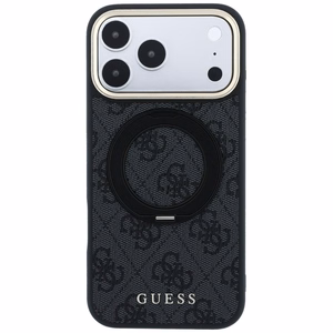 Guess Ring Stand 360 4G Classic Logo MagSafe maciņš, paredzēts iPhone 17 Pro / 18 Pro, melns
