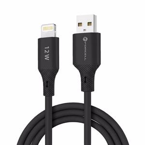 FORCELL F-ENERGY C343 kabelis USB A uz Lightning 2,4A 12W Silicone 1 m melns