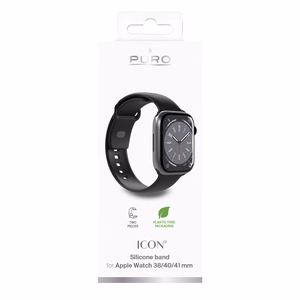 Силиконовый ремешок Puro Icon для Apple Watch 38 / 40 / 41 мм - чёрный (2 шт.)