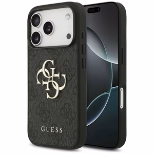Guess PU 4G Metal Logo vāciņš Apple iPhone 18 Pro, pelēks