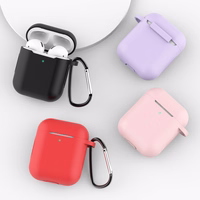 Apvalks AirPods 2 / AirPods 1 Silikona mīksts austiņu apvalks + Atslēgu piekariņš karabīnes piekariņš rozā (Apvalks D)