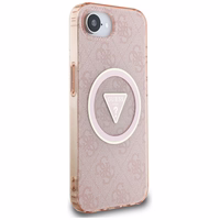 Guess IML Metal Glitter 4G Circle Triangle magnētiskais viedtālruņa apvalks iPhone 16e - rozā
