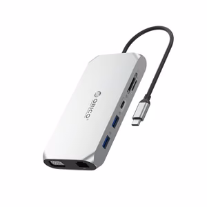 Orico XCR 12in1 USB-C Docking Station 2x USB-A 3.1 1x USB-A 2.0 1x USB-C PD 100W 1x USB-C 3.1 2x HDMI 2.0 4K 60 Hz 1x VGA 1080p 1x SD 3.0 1x microSD 3.0 1x RJ45 Gigabit Ethernet 1x audio CTIA 3.5 mm - Gray