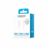 Forever kabelis USB-C - USB-C 1,0 m 60W balts