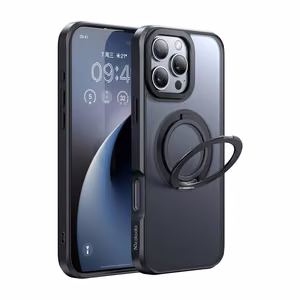 McDodo PC-4932 MagSafe viedtālruņa apvalks iPhone 16 Pro ar statīvu (melns)