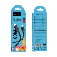 Kabelis silikona USB-C uz USB-C Hoco 3A 60W 1 m X124 melns