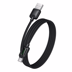 Kabelis ar LCD USB A uz USB C Hoco 3A 1,2 m U146 melns