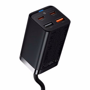 Ātrais lādētājs Baseus GaN3 Pro, 2x USB-C, 2x USB, 65W (melns)