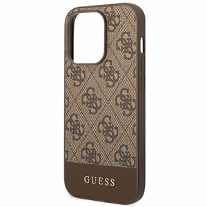 Guess GUHCP14LG4GLBR iPhone 14 Pro 6.1" brūns/brūns cietais apvalks 4G Stripe kolekcija
