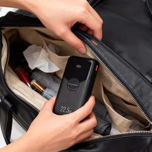 Wozinsky WFC-15B 20000mAh 22.5W ārējais akumulators, PD20W, iebūvēti Lightning un USB-C kabeļi, melns