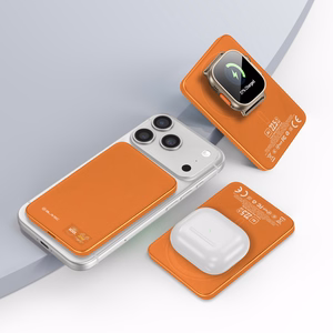Blavec Внешний аккумулятор 5000mAh BJ-04 Ultra Slim 7,8mm - Type C - 22,5W магнитный MagSafe 3 в 1 (PBBJ04-MC5O) оранжевое стекло