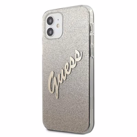 Guess GUHCP12SPCUGLSGO iPhone 12 mini 5.4" zelta/zelta cietais apvalks Glitter Gradient Script