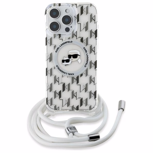 Karl Lagerfeld IML Crossbody Monogram Karl & Choupette Head MagSafe Case for iPhone 16 Pro - Clear