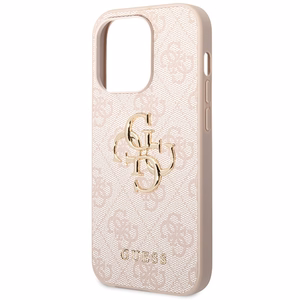 Guess 4G Big Metal Logo viedtālruņa apvalks iPhone 15 Pro – rozā
