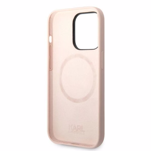 Karl Lagerfeld KLHMP14LSSKCI iPhone 14 Pro 6.1 "cietais viedtālruņa apvalks gaiši rozā / gaiši rozā silikona Karl & Choupette MagSafe