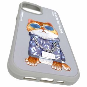 Nimmy Glasses Cool Cat iPhone 15 apvalks - pelēks