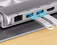 Regulējams portatīvā datora statīvs + USB-C HDMI centrmezgls Unitek D1109B01 PD 100W