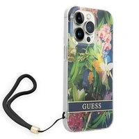 Guess GUOHCP14LHFLSB iPhone 14 Pro 6.1 "zils / zils cietais apvalks Ziedu Siksna
