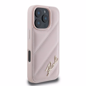 Karl Lagerfeld Stepēts Paraksts viedtālruņa apvalks iPhone 16 Pro - rozā