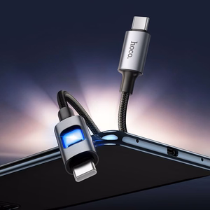 LED Kabelis USB C to USB C Hoco 3A 60W 1,2 m U144 melns