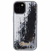 Guess Sequin Script Metal viedtālruņa apvalks iPhone 15 - sudraba