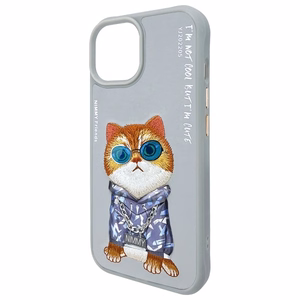 Nimmy Glasses Cool Cat iPhone 15 apvalks - pelēks