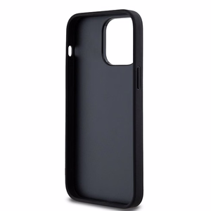 DKNY Ādas rūtainais mono raksts un drukātās svītras viedtālruņa apvalks iPhone 14 Pro Max - melns