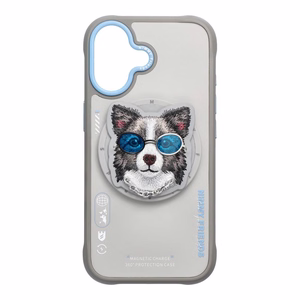 NIMMY viedtālruņa apvalks GLASSES COOL DOG saderīgs ar MagSafe priekš IPHONE 17 pelēks