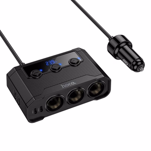Auto lādētājs Hoco 2xUSB A + 2xUSB C+3x cigarešu šķiltavas pieslēgvietas PD QC3.0 240W Z64 melns