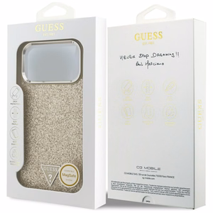 Guess Mirdzošs Trīsstūra Logotips Magnētiskais viedtālruņa apvalks iPhone 17 Pro Max zelta