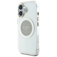 Guess IML Metal Colored Circle Classic Logo Magnētiskais viedtālruņa apvalks iPhone 16 - pelēks