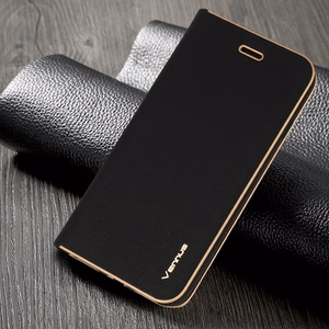 Vennus grāmatas tipa viedtālruņa apvalks ar rāmi Iphone 14 Pro Max melns