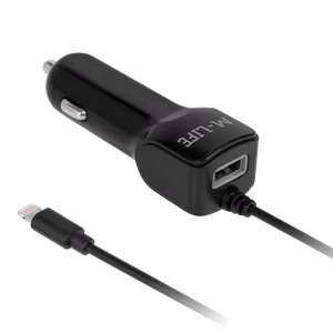 M-Life automašīnas lādētājs Apple iPhone, iPad + USB, 2100 mA