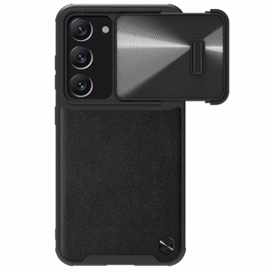 Nillkin CamShield Leather S viedtālruņa apvalks Samsung Galaxy S23+ ar kameras vāciņu melns