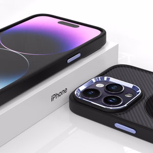 Tel Protect magnētiskais oglekļa viedtālruņa apvalks iPhone 15 Plus melni violetā krāsā