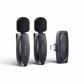 YESIDO KR14 MICROPHONE MEMS 2PCS WITH CLIP LIGHTNING BEZVADU 2,4GHz melns
