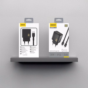 Dudao A27PCEU PD 30W GaN USB-C Wall Lādētājs with USB-C Kabelis - Melns