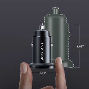Acefast automašīnas lādētājs 38W USB Type C / USB, PPS, Power Delivery, Quick Charge 3.0, AFC, FCP melns (B1 melns)