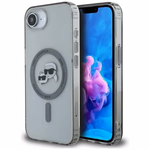 Karl Lagerfeld IML metāla Karl & Choupette galvu Magnētiskais viedtālruņa apvalks iPhone 16e - melns