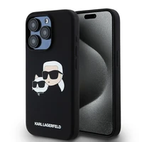 Karl Lagerfeld Silikonais Karl&Choupette Ring MagSafe apvalks iPhone 15 Pro Max - melns