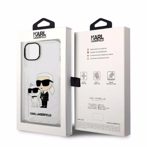 Karl Lagerfeld mirdzošs Karl&Choupette viedtālruņa apvalks iPhone 14 Plus - caurspīdīgs