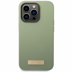 Guess silikona logotipa plāksnes vāciņš MagSafe viedtālrunim iPhone 14 Pro Max – zaļš