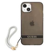 Guess GUHCP13SHTSGSK iPhone 13 mini 5.4" melns/melns cietais viedtālruņa apvalks ar caurspīdīgu dizainu Stap