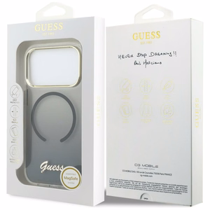 Guess IML Gradient Script Metal MagSafe чехол для iPhone 17 Pro Max чёрный