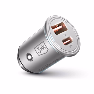 3mk Hyper automašīnas lādētājs, 45 W, PD/QC/PPS, USB 1A1C, sudraba krāsā