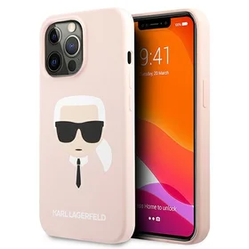 Karl Lagerfeld Silikona Karl`s galvas viedtālruņa apvalks iPhone 13 Pro Max 6.7" - gaiši rozā