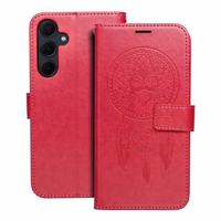 MEZZO grāmatas tipa viedtālruņa apvalks SAMSUNG A35 5G ar sapņu ķērāju, purpursarkans