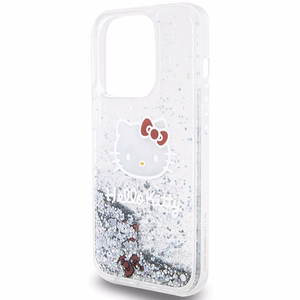 Hello Kitty Liquid Glitter Charms Kitty Head viedtālruņa apvalks iPhone 14 Pro Max - sudraba