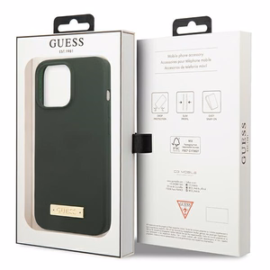 Guess Silikona Logo Plate Magnētiskais apvalks iPhone 13 Pro / iPhone 13 - zaļš