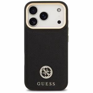 Guess Graudains Strass Logotips Magnētiskais viedtālruņa apvalks iPhone 17 Pro - melns